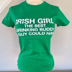 American Apparel Irish Girl St Patrick’s Day Green Tee Junior’s Small NEW